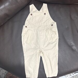 Janie and Jack Cream Cotton Overalls